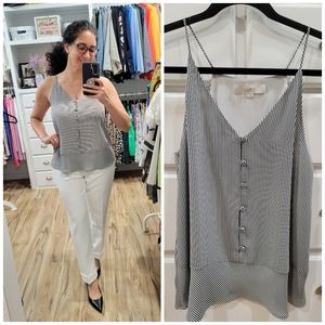 Loft Black & White Stripe Sleeveless Blouse